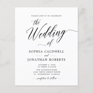 Budget allt i en svartkalligrafibröllop