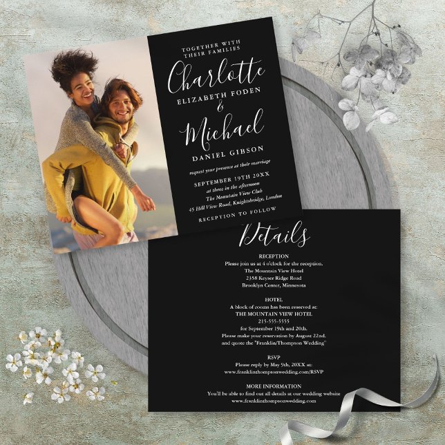 Budget Allt-i-ett Foto Bröllopsinbjudan (Budget All In One Photo Wedding Invitation)
