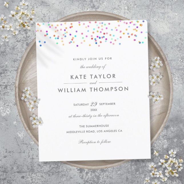 Budget Allt-i-ett regnbågsbröllopsinbjudan (Budget All In One Rainbow Wedding Invitation)