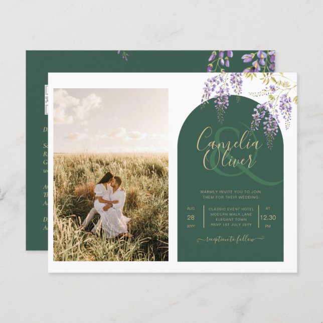 Budget allt-in1 PHOTO Bröllop Wisteria QR-kod INV (Fram/baksida)