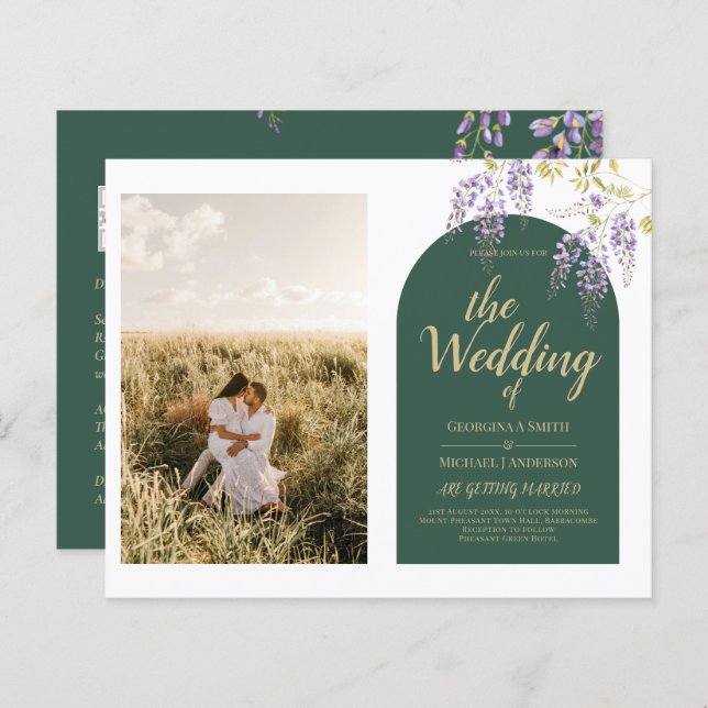 Budget allt-in1 PHOTO Bröllop Wisteria QR-kod INV (Fram/baksida)