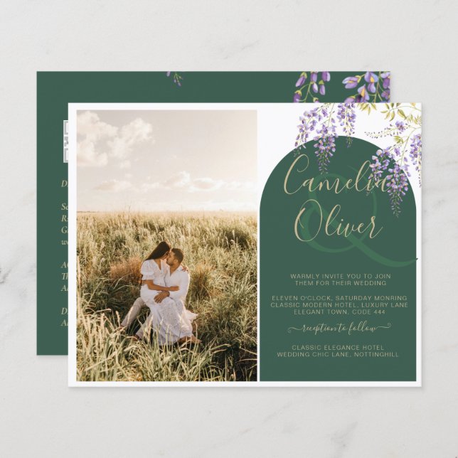 Budget allt-in1 PHOTO Bröllop Wisteria QR-kod INV (Fram/baksida)