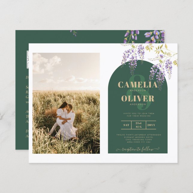 Budget allt-in1 PHOTO Bröllop Wisteria QR-kod INV (Fram/baksida)