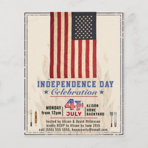 BUDGET American Flagga 4:e JULY BBQ-partiets inbju Flygblad