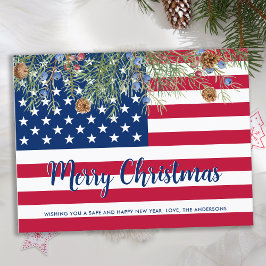 Budget Amerikansk flagg jul patriotisk högtid Vykort