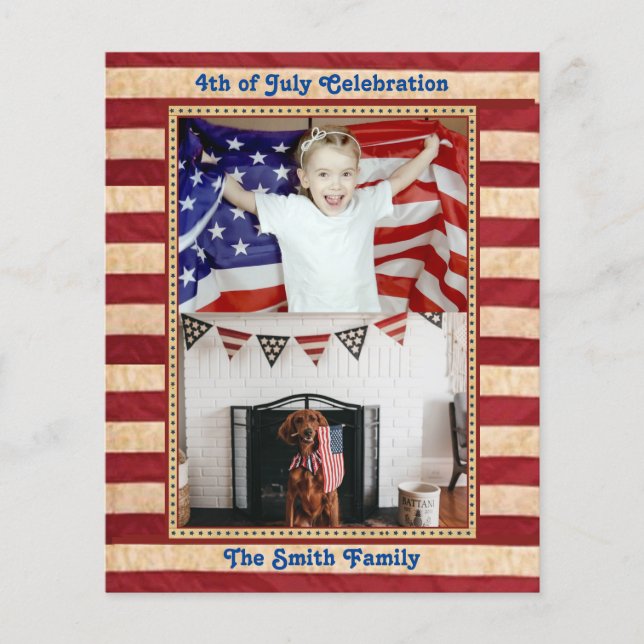 BUDGET Amerikansk Flagga 4:e JULY-partiets inbjuda (Framsida)