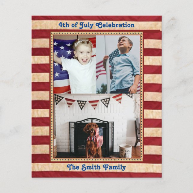 BUDGET Amerikansk Flagga 4:e JULY-partiets inbjuda Flygblad (Framsidan)