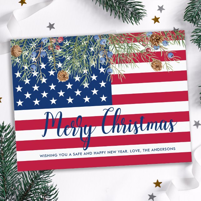 Budget Amerikansk Flagga Militär jul Patriotic Vykort (Skapare uppladdad)