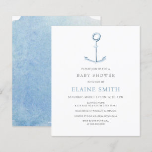 Budget Anchor Nautical Blue Baby Shower-inbjudan