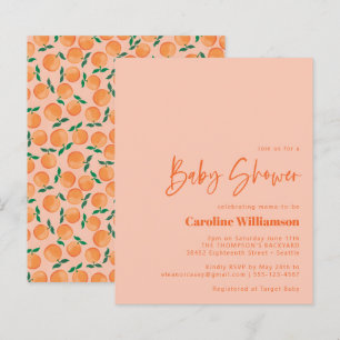 Budget Apelsiner Frukt Akvarell Rosa Baby Shower