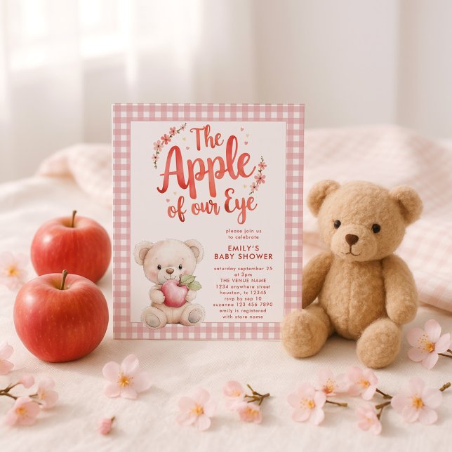 Budget Apple of Öga Rosa Gingham Bear Baby Shower (Skapare uppladdad)