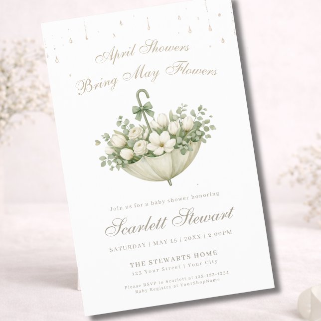 Budget April Showers Bring May Flowers Baby Shower Flygblad (Skapare uppladdad)