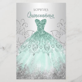 Budget Aqua Gnistra Dress Quinceañera-inbjudan