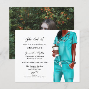 Budget Aqua Scrubs Nurse Photo Studenten Inbjudan