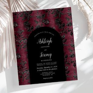 Budget Arch Moody Burgundy Svart Damask Bröllop