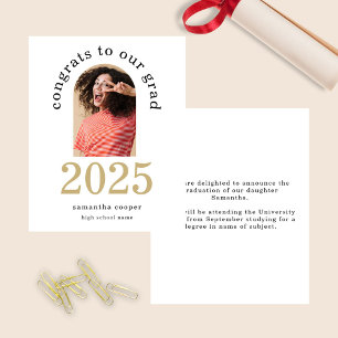 Budget Arch Photo 2025 Grad White Notice