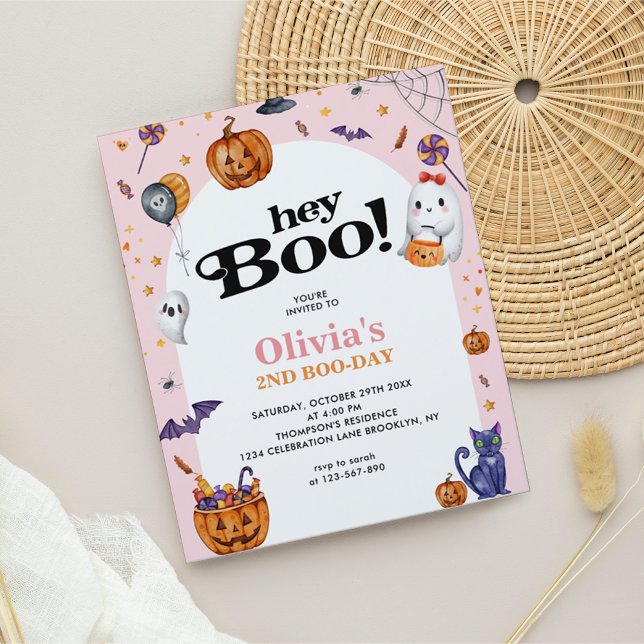 BUDGET Arch Rosa Hej Boo Halloween Barns födelseda (Skapare uppladdad)