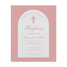 Budget Ark Dammig Rosa Flickas Dop Invitation