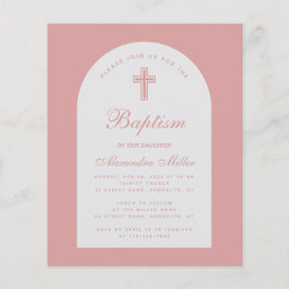 Budget Ark Dammig Rosa Flickas Dop Invitation