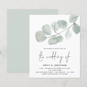 BUDGET Artsy Eucalyptus Script-bröllopsinbjudan
