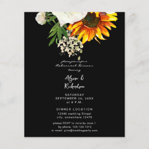 Budget Artsy Solros Blommigt Rehearsal Dinner B Flygblad