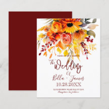 Budget Autumn Flowers Foliage Wedding bjudande