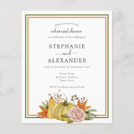 Budget Autumn Pumpkin Bröllop Rehearsal QR Inbjuda