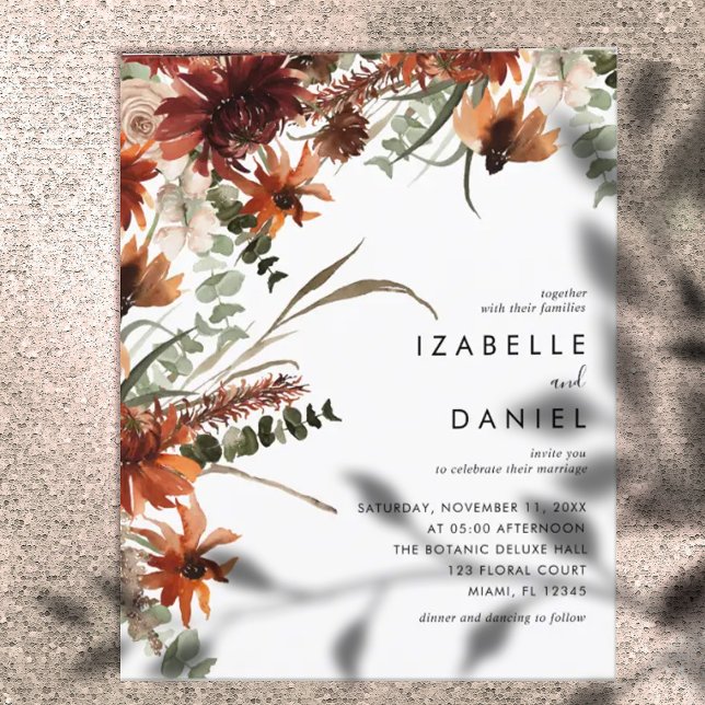 Budget Autumn Terracotta Rustic Bröllop Flyer (Skapare uppladdad)