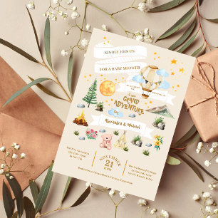 Budget Äventyr Baby Shower Watercolor Träd Flygblad