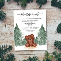 Budget Äventyr Woodland Baby Shower-inbjudan
