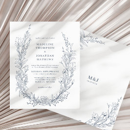 BUDGET Azure Ivory Blommigt WAN Monogram Bröllop