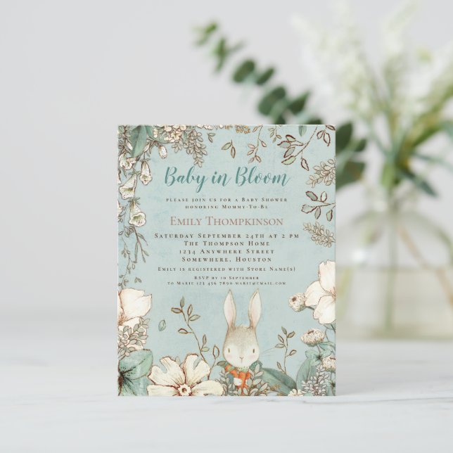 Budget Baby Blommande Kanin Pojke Baby Shower Inbj (Stående Fram)