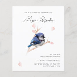 Budget Baby blue Jay Bird Baby Shower-inbjudan
