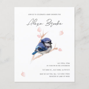 Budget Baby blue Jay Bird Baby Shower-inbjudan