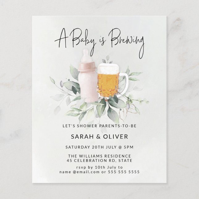 Budget Baby Brewing Greenery Girl Baby Shower (Framsida)