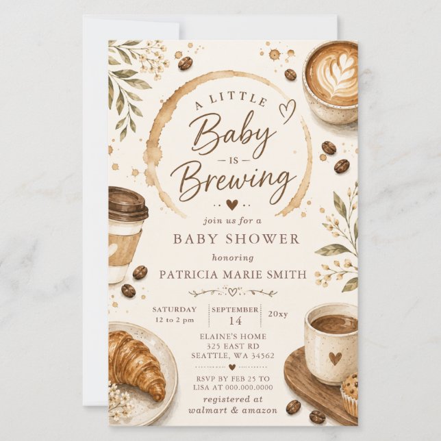 Budget Baby brygger kaffe Baby Shower (Framsida)