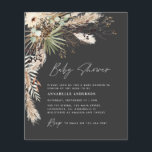 Budget Baby duschpampas modern svart elegant Flygblad<br><div class="desc">Budgeterad babyduschpampasgräs och eukalyptus moderna boho elegant snyggt inbjudan i party. I en contemporary terracotta,  sage grönt,  naturlig,  gräddvit och svart färgväg.</div>