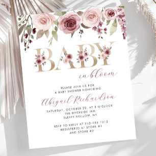 Budget Baby in Bloom Burgunder Rosa Baby Shower