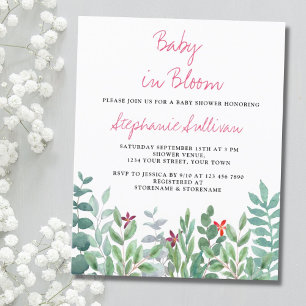 Budget Baby in Bloom Eukalyptus Baby Shower Inbjud