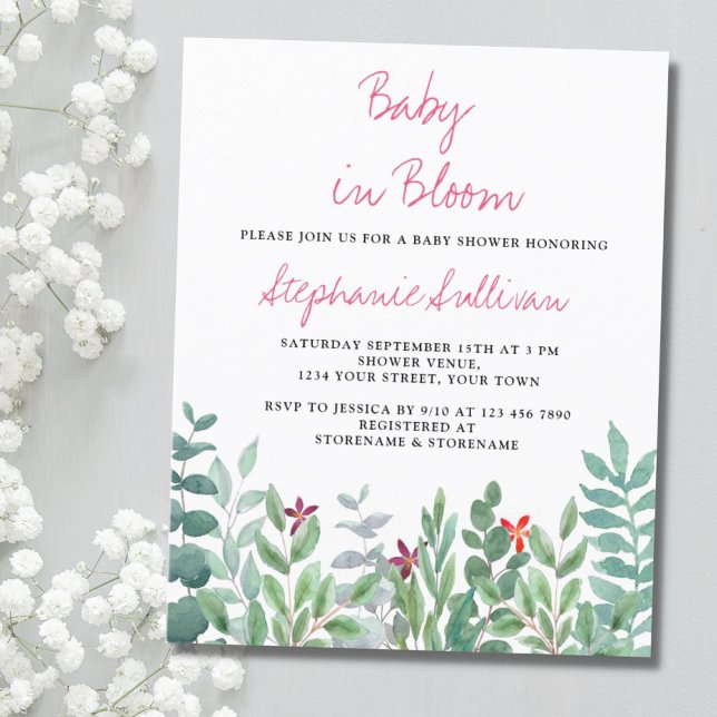 Budget Baby in Bloom Eukalyptus Baby Shower Inbjud (Skapare uppladdad)