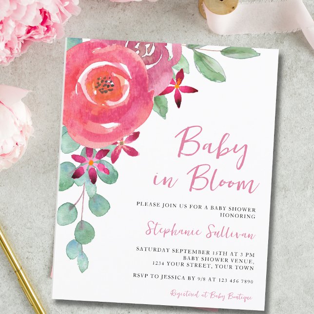 Budget Baby In Bloom Flickas Baby Shower Inbjudan (Skapare uppladdad)