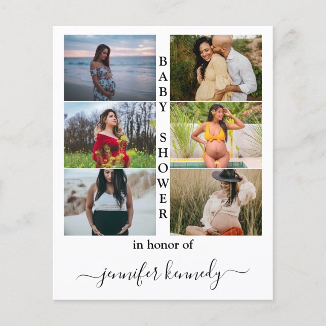 Budget Baby Shower 6 Foto Collage Typografi Söt (Framsida)