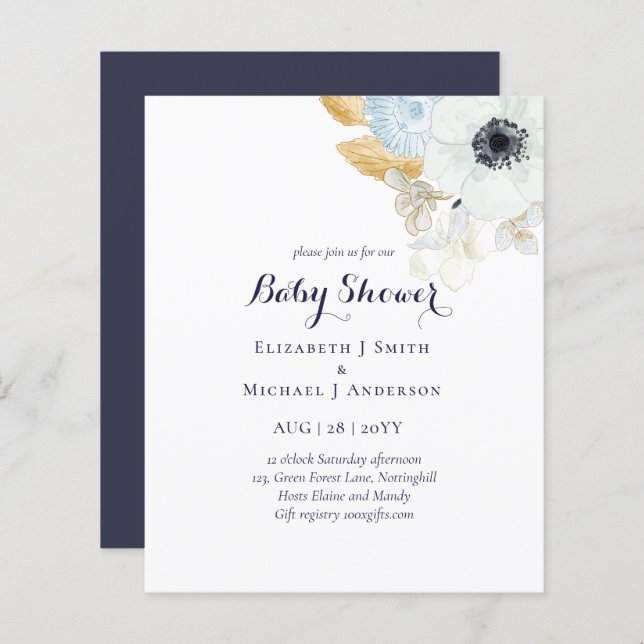 BUDGET Baby Shower Blue Anemone (Fram/baksida)