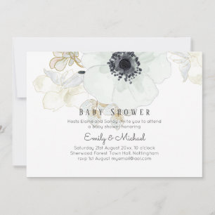 BUDGET Baby Shower Blue Anemone Inbjudningar