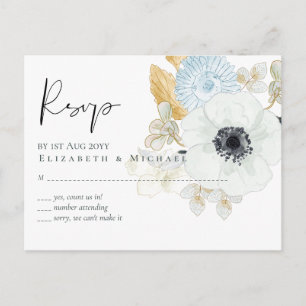BUDGET Baby Shower Blue Anemone Vykort