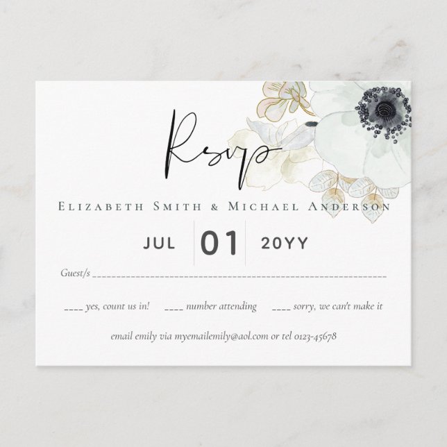 BUDGET Baby Shower Blue Anemone Vykort (Framsida)