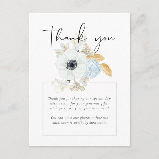 BUDGET Baby Shower Blue Anemone Vykort (Framsida)