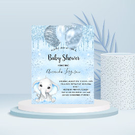 Budget Baby Shower Blue elefant-pojkinbjudan