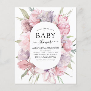 Budget Baby Shower Boho Dusty Rosa Lila Flygblad
