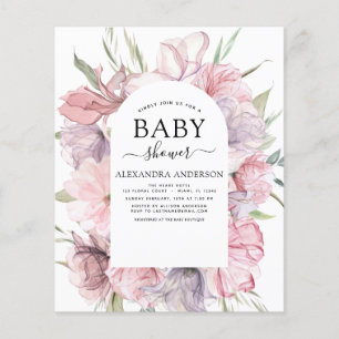 Budget Baby Shower Boho Dusty Rosa Lila Flygblad